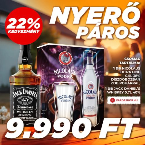 Jack Daniel’s 0,7l + Nicolaus EF Vodka 0,5l DD csomagakció 2025
