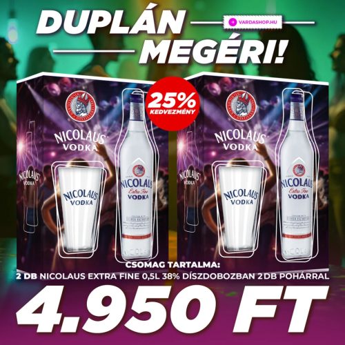 2X Nicolaus EF Vodka 0,5 + Pohár DD csomagakció 2025
