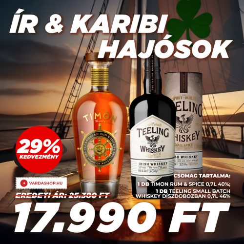 Akció Ír & Karibi hajósok, Teeling whiskey DD 0,7L 46% & Timon Rum&Spiced 0,7L  40%