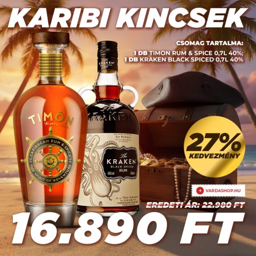 Akció Karibi Kincsek, Timon Rum&Spiced 0,7l 40% & Kraken Black Spiced 0,7L 40%