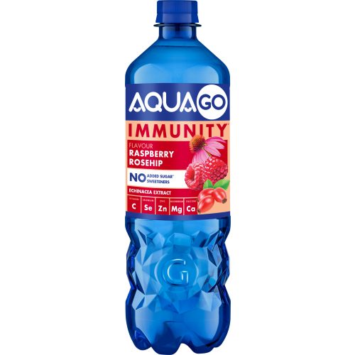 AquaGO IMMUNITY 0,75L ízesített enyhén szénsavas ásványvíz vitaminokkal 